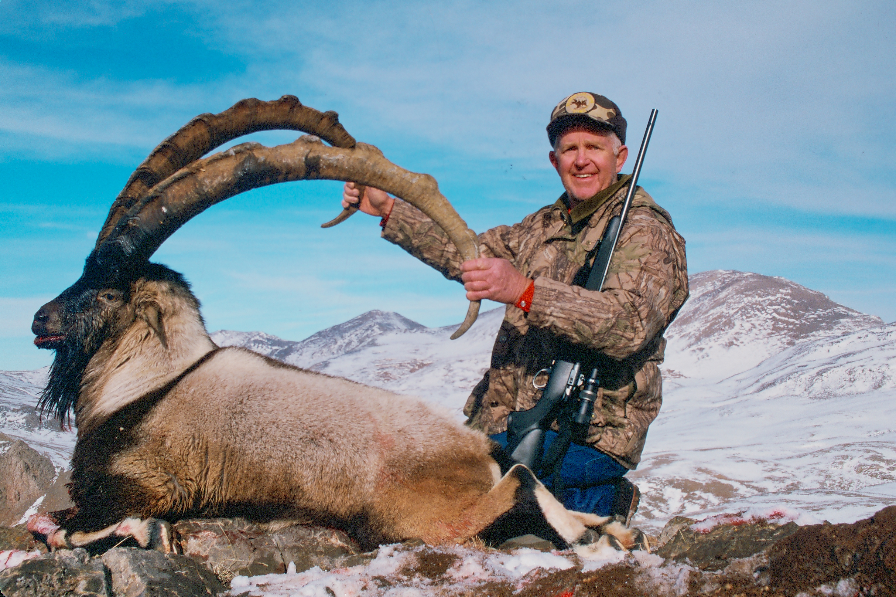 The 7mm Rem Mag was the world’s most popular magnum for 40 years, and is still the most popular 7mm cartridge, still with plenty of fans. Boddington’s long-time hunting partner the late Joe Bishop did all of his extensive mountain hunting with a Sako 7mm Rem Mag, shown here with an exceptional Bezoar ibex from western Turkey, one shot with his Big Seven.
